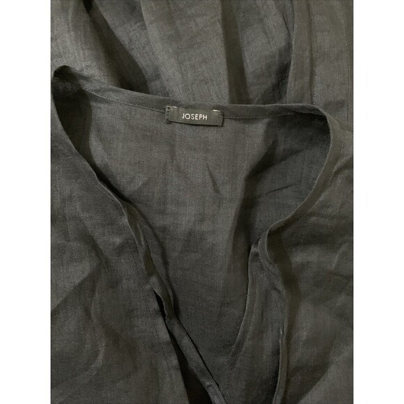 Joseph Delcie Black Ramie Tie Detail Midi Dress FR 42 Large - Picture 7 of 8